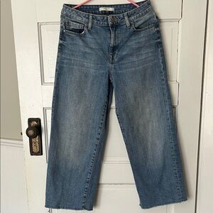 Fidelity Malibu Wide-Leg Cropped Jeans in Faded Blue Denim